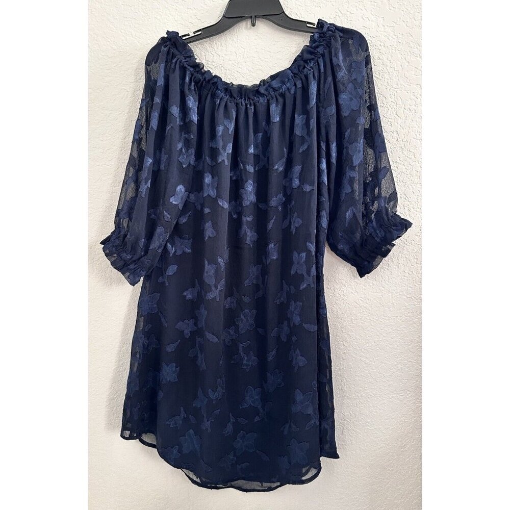 19 Cooper Women's Mini Off the Shoulder Dress Size L Sheer Bishop Sleeve Fairy